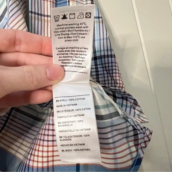 NWT Untuckit Cotton Ruffle-Collar Margot Shirt Blue Multi Plaid - Picture 10 of 10